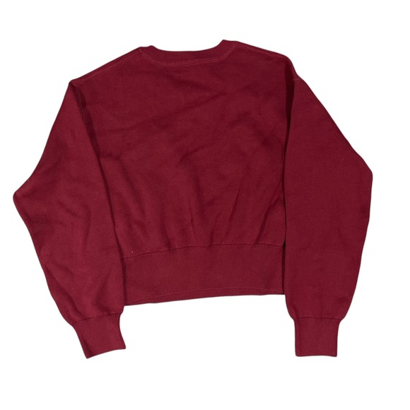 NWT aerie ($69.95Cad) 100% Cotton Red Cropped Crew Sweater - Picture 2 of 5